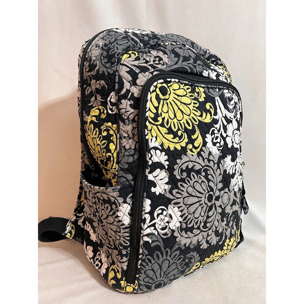 Retired VERA BRADLEY Xtra Large Baroque Laptop Backpack Yellow Black Floral